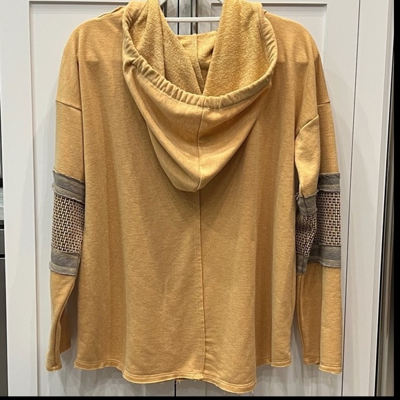 EASEL Camel Raw Hem/Seam Long Sleeve Hoodie Size S - Picture 8 of 10